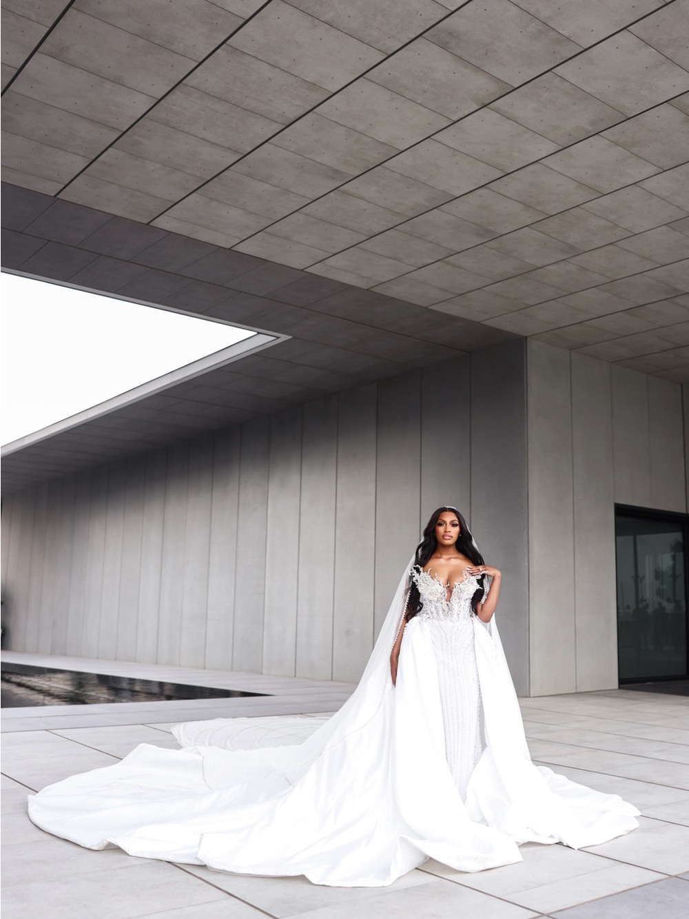 Elegant White Satin Bridal OverSkirt